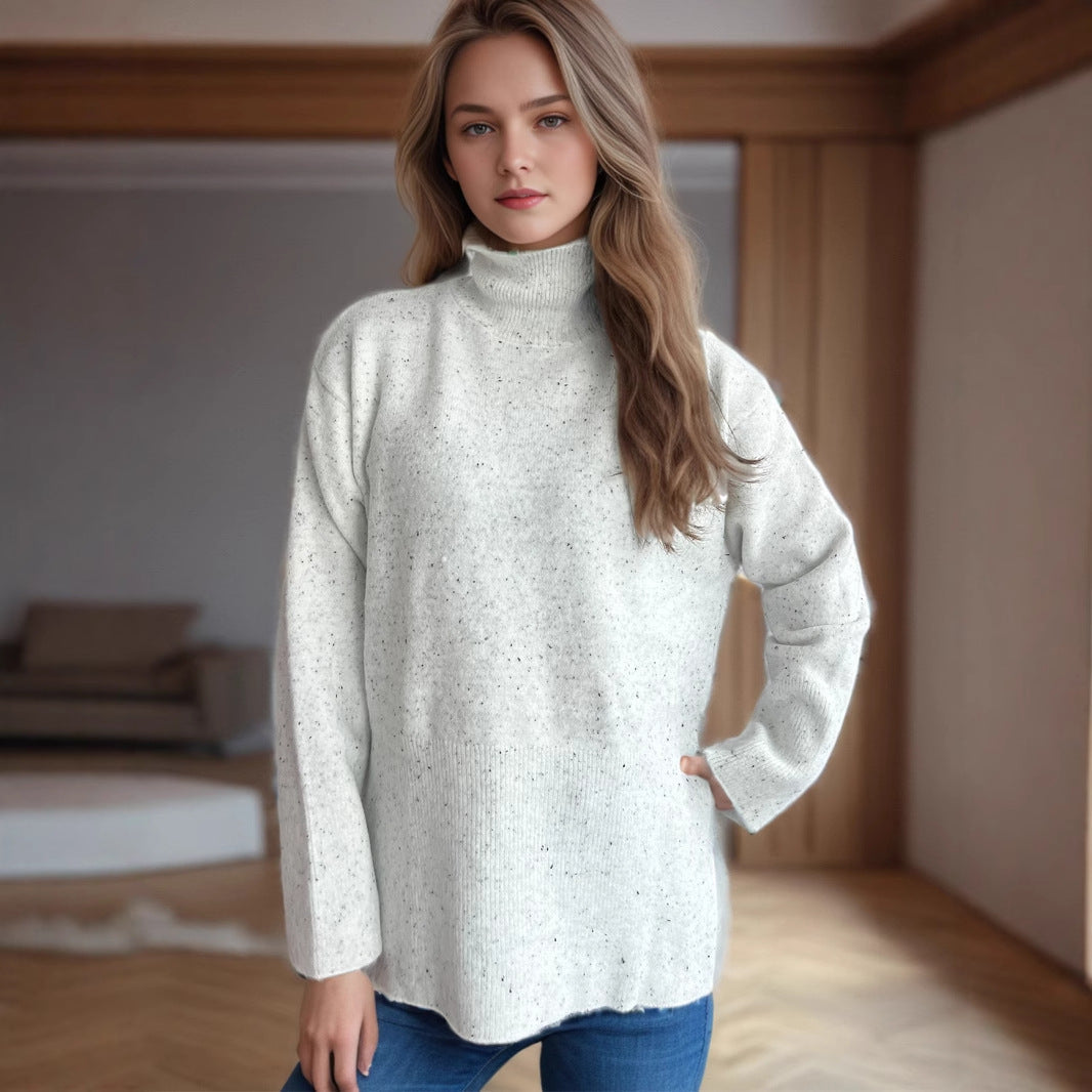 Damen Pullover Hochkragen Mit Seitentaschen Norvielle