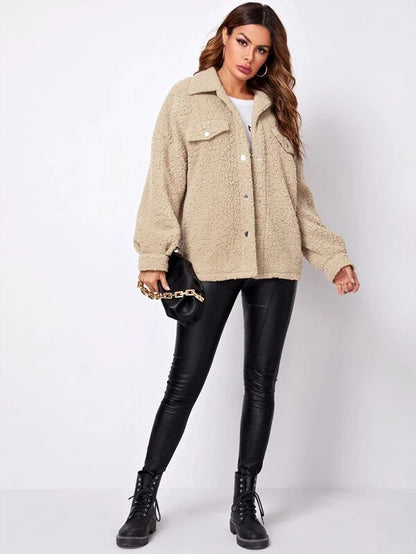 Damen Winterjacke Mit Kragen Und Taschen