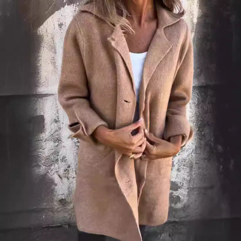 Damen Wolljacke Oversize Lang