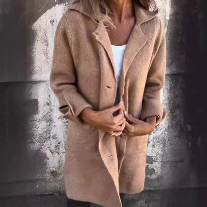 Damen Wolljacke Oversize Lang