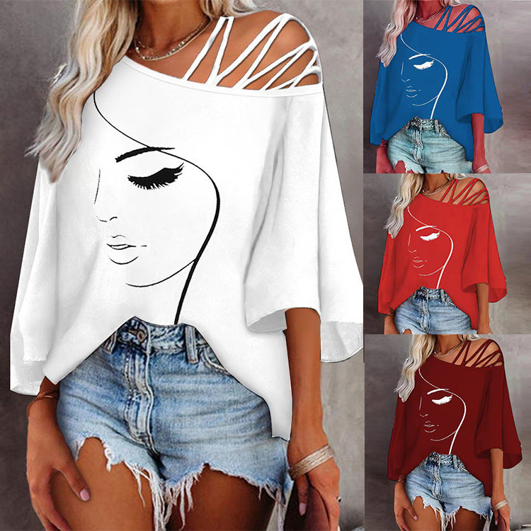 Norvielle Damen Print-T-Shirt Lässig Lockeres Design - Norvielle