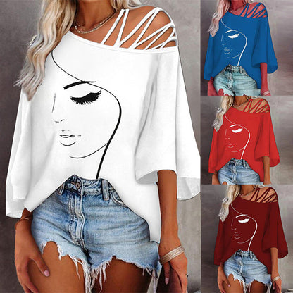 Norvielle Damen Print-T-Shirt Lässig Lockeres Design - Norvielle