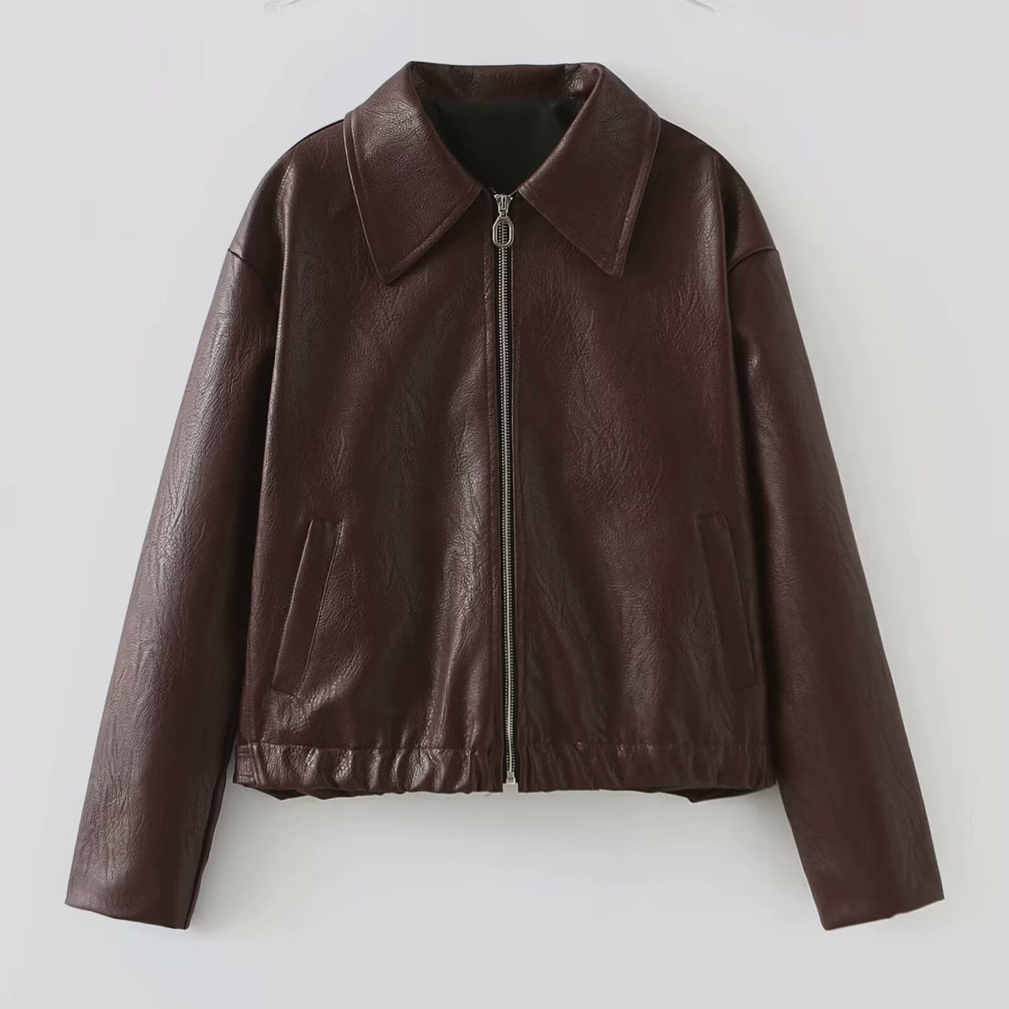 Damen Kunstlederjacke mit Kragen