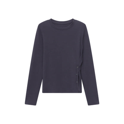 Damen Langarmshirt mit Knopfdetails Baumwolle Weiß