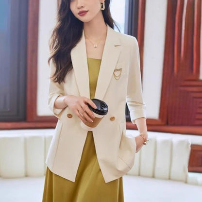 Damen Blazer Elegant Knopfdetails Schwarz - Norvielle