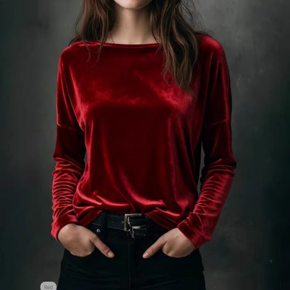 Damen Velours Longsleeve Leicht Norvielle