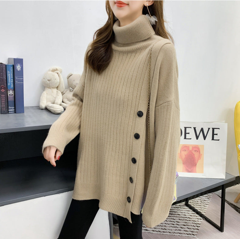 Damen Stehkragenpullover Kuschelig Mit Knöpfen Norvielle - Norvielle
