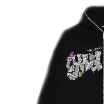 Damen Kapuzenjacke Glitzerdesign Reißverschluss