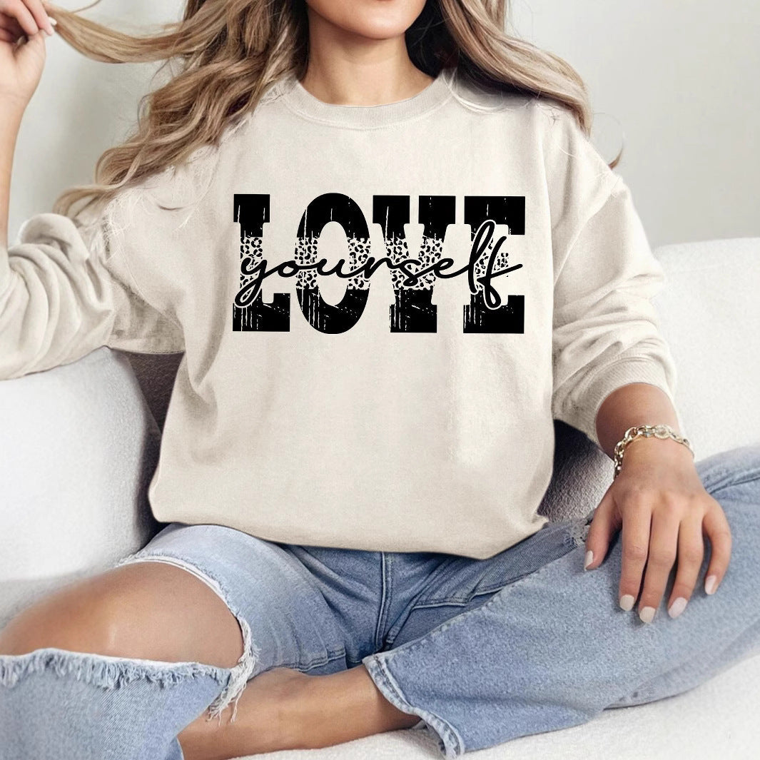 Damen Sweatshirt Lässig Mit Love Schriftzug