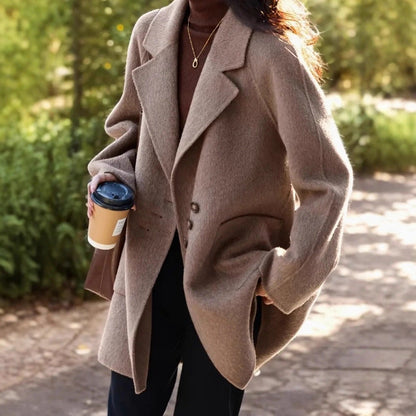 Damen Wollmantel Relaxed Fit Mittellang