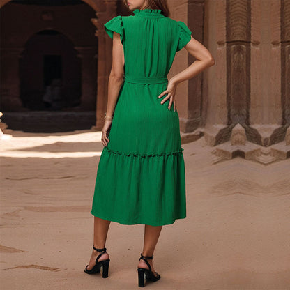 Damen Midi-Kleid Rüschendetails Elastischer Taillenzug Norvielle