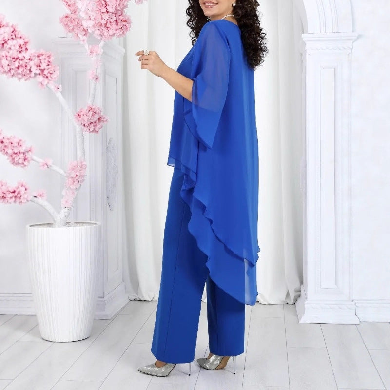 Damen Tunika mit Überlagerung und Eleganten Pants