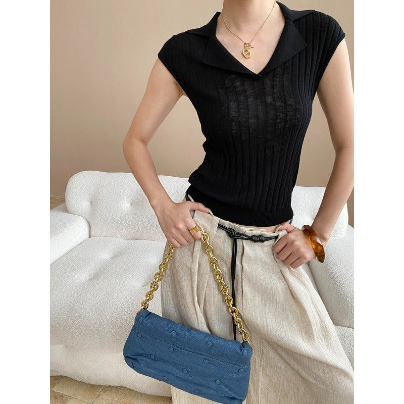Damen Strickoberteil V-Ausschnitt Figurbetont Elegantes Design - Norvielle