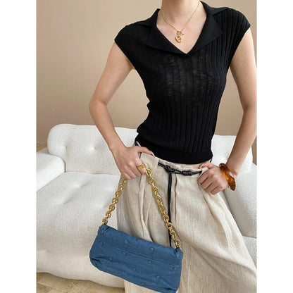 Damen Strickoberteil V-Ausschnitt Figurbetont Elegantes Design - Norvielle