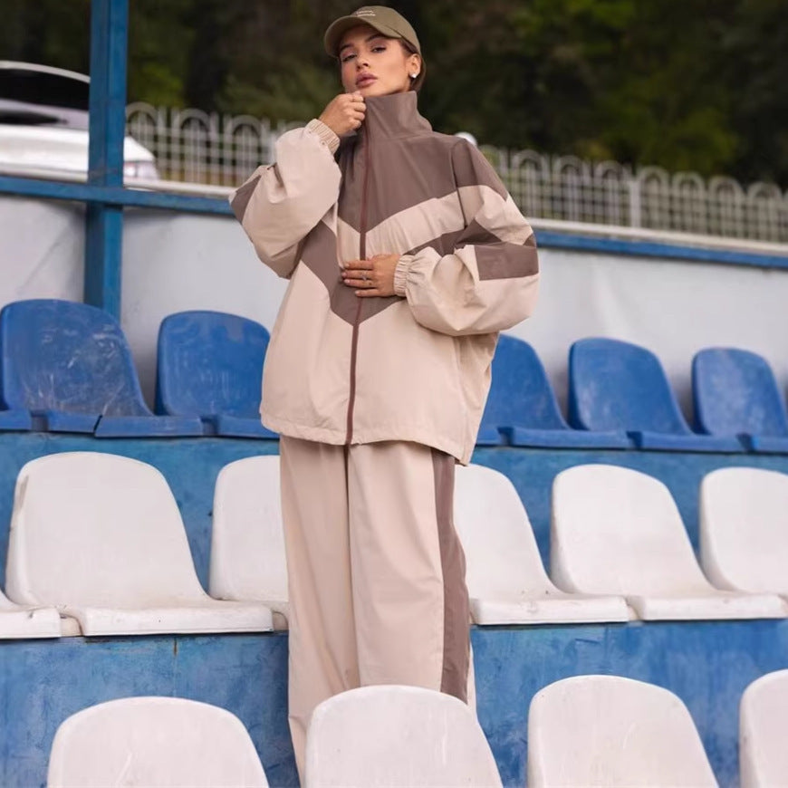 Damen Sportwindbreaker Hochgeschlossener Kragen Trendige Farben