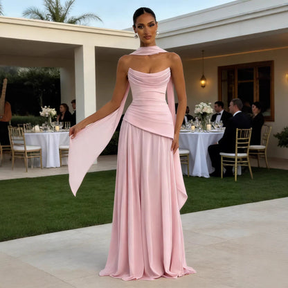 Damen Abendkleid Elegantes Wasserfall-Ausschnitt Voluminöser Rock