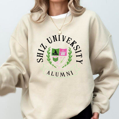 Damen Oversized Sweatshirt Universitätsemblem Lässig Grün