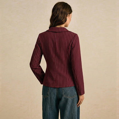 Damen Blusenshirt Spitzen- und Streifenmuster Elegantes Design Weiß
