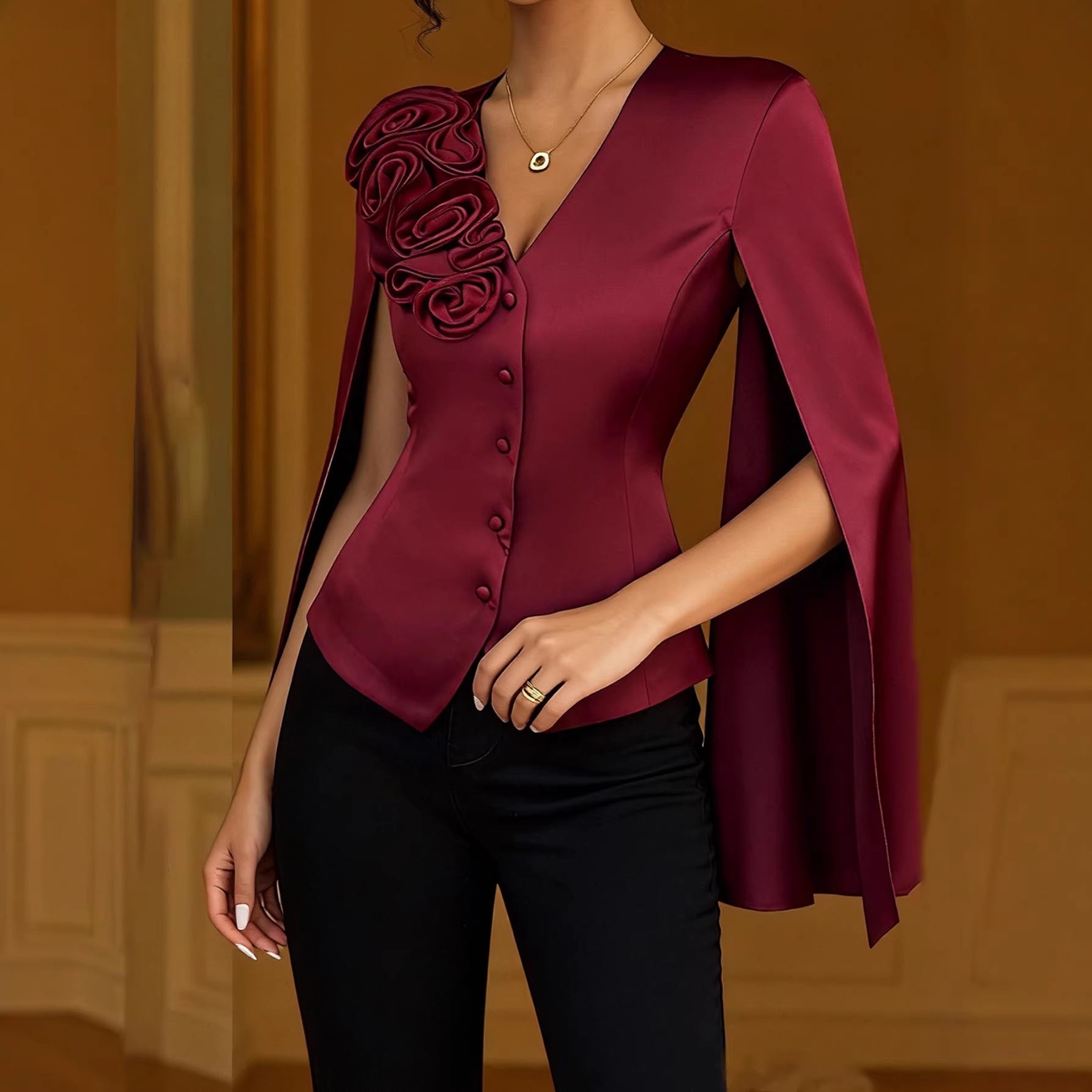 Damen Bluse Glanzstoff Norvielle - Norvielle