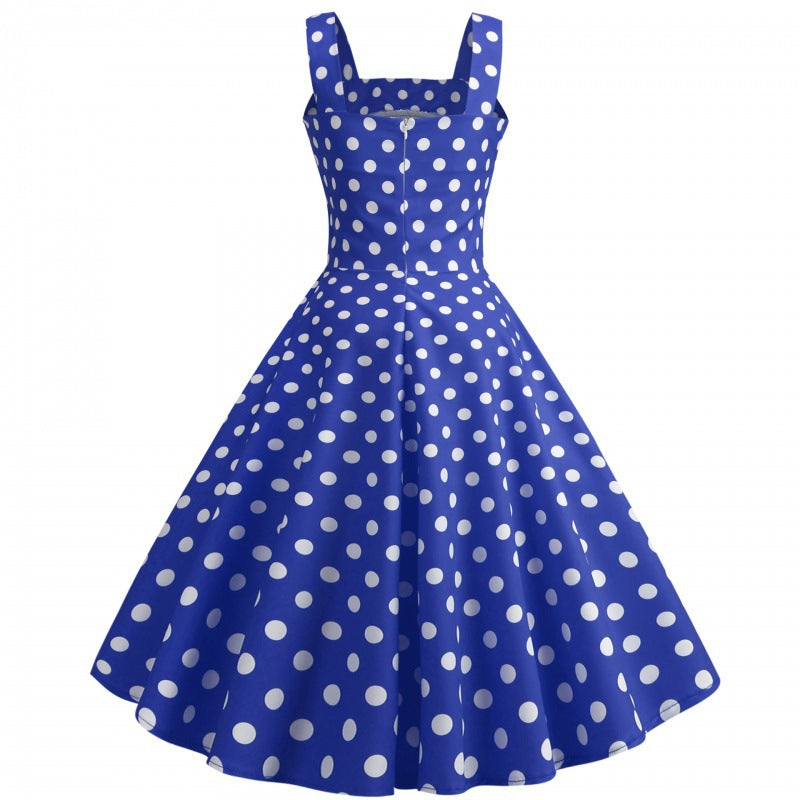 Damen Swingkleid Polka Dots Baumwolle Weiß