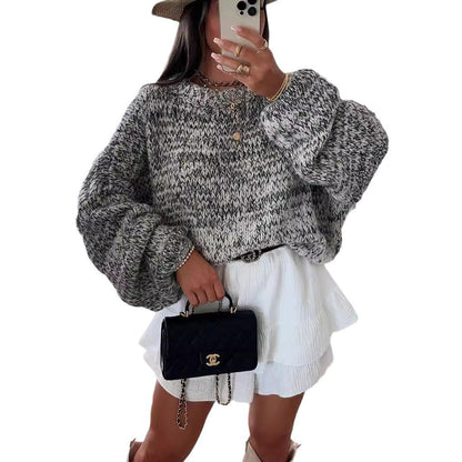 Damen Strickpullover Voluminöse Ärmel Norvielle