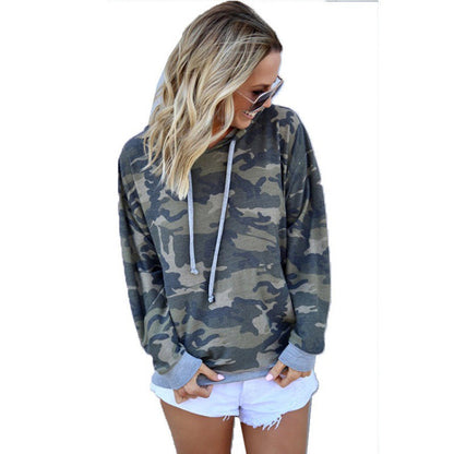 Damen Pullover Camouflage Muster Kapuzenpullover