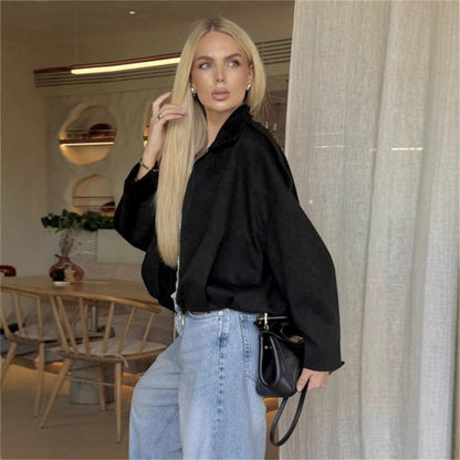 Damen Oversized-Jacke Weiches Baumwollmischgewebe