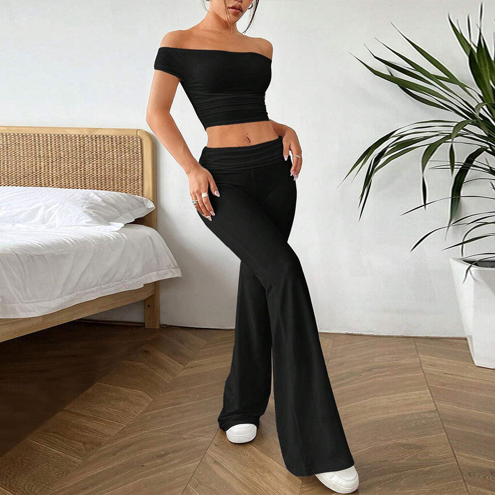 Norvielle Damen Crop- und High-Waist-Hosen Set