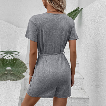 Damen Kurzoverall mit Gürtel und Knöpfen Norvielle