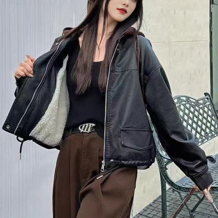 Damen Kunstlederjacke Lässig Norvielle