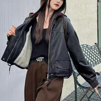 Damen Kunstlederjacke Lässig Norvielle