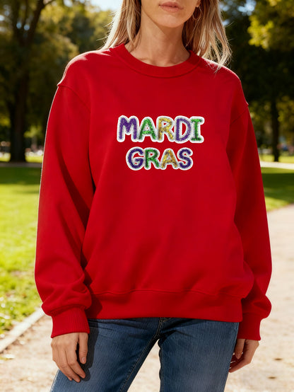 Damen Sweatshirt Mardi Gras Schriftzug Leicht Norvielle
