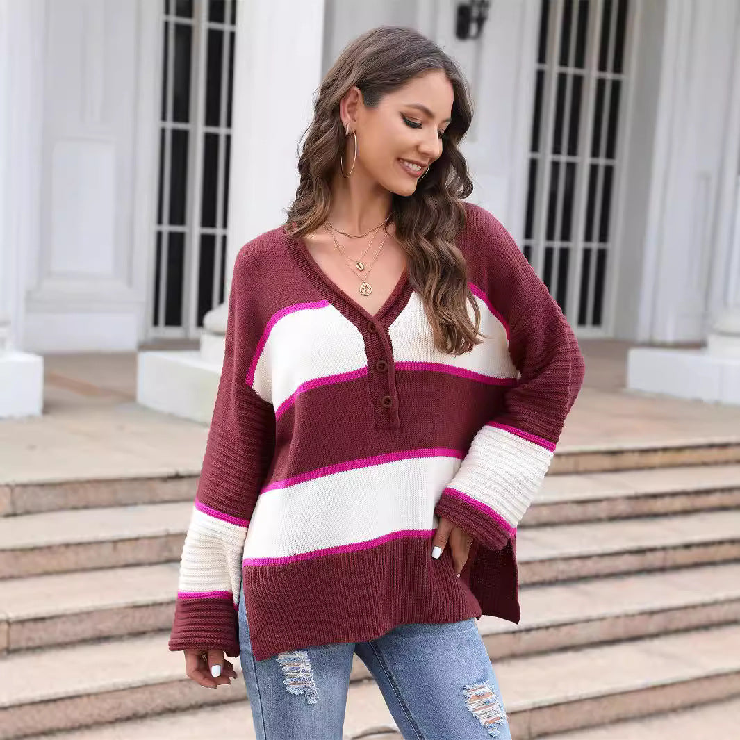 Damen Strickpullover Lässig Knopfleiste Norvielle