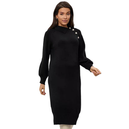 Damen Strickkleid mit Gürtel und Knöpfen