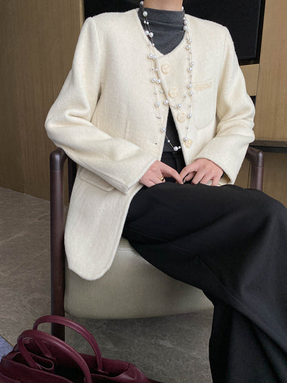 Damen Blazer aus Wolle mit Taschen und Dekor-Knöpfen
