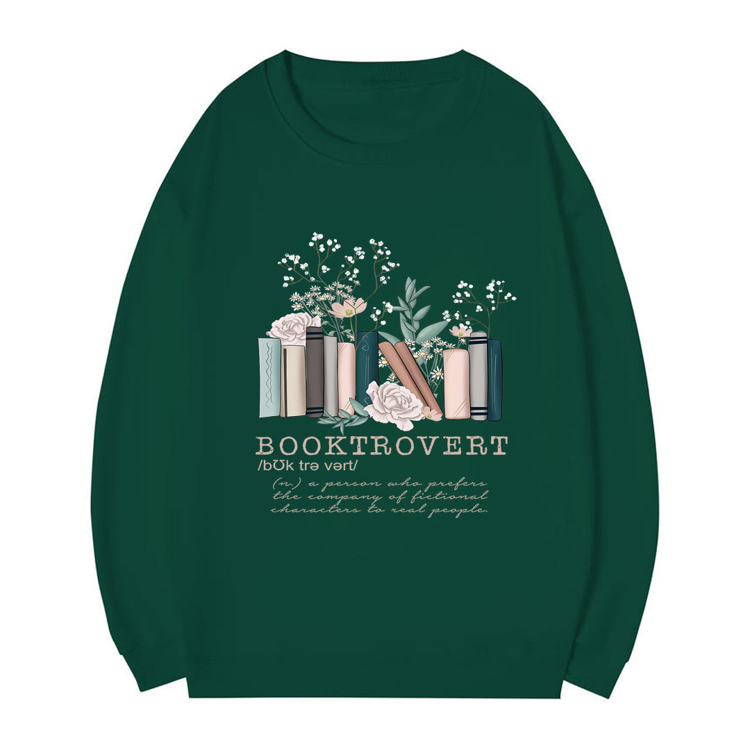 Damen Sweatshirt Bücherdesign Weiß
