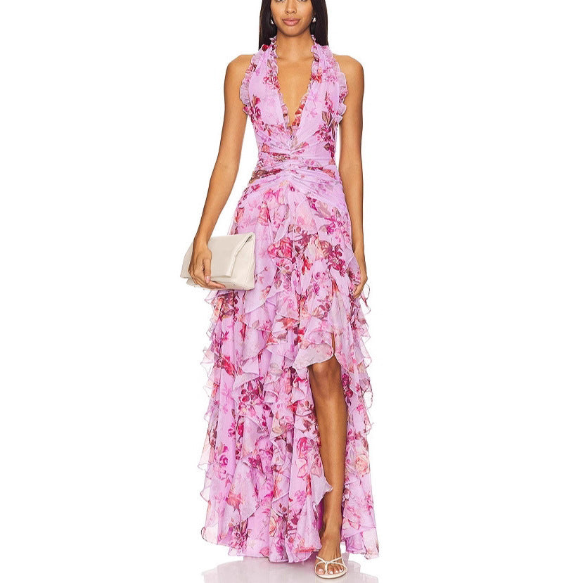 Damen Maxi-Kleid mit Rüschendetails Voluminös Norvielle