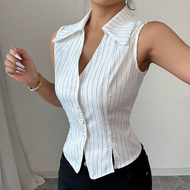 Damen Ärmellose Bluse Streifen Norvielle