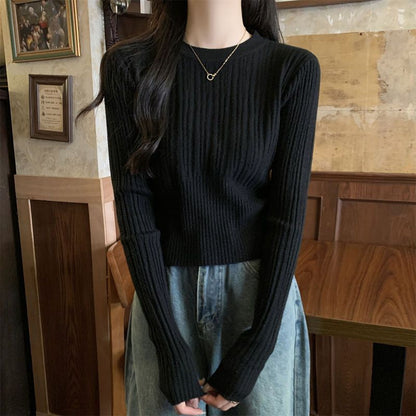 Damen Rippstrickpullover Verlängerte Ärmel Fein Norvielle