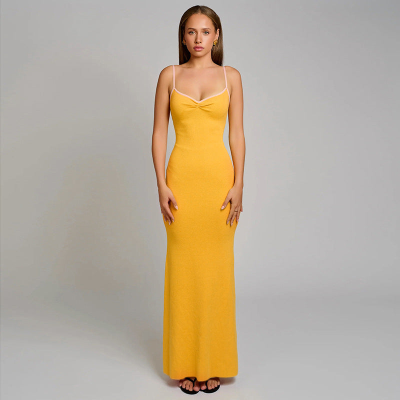 Damen Maxikleid Spaghettiträger Figurbetonend Norvielle