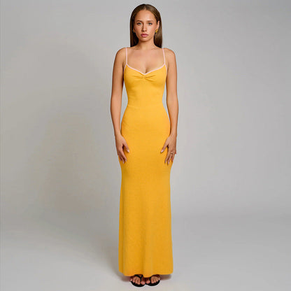 Damen Maxikleid Spaghettiträger Figurbetonend Norvielle