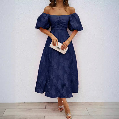 Damen Maxikleid A-Linie Voluminöse Ärmel Florales Design