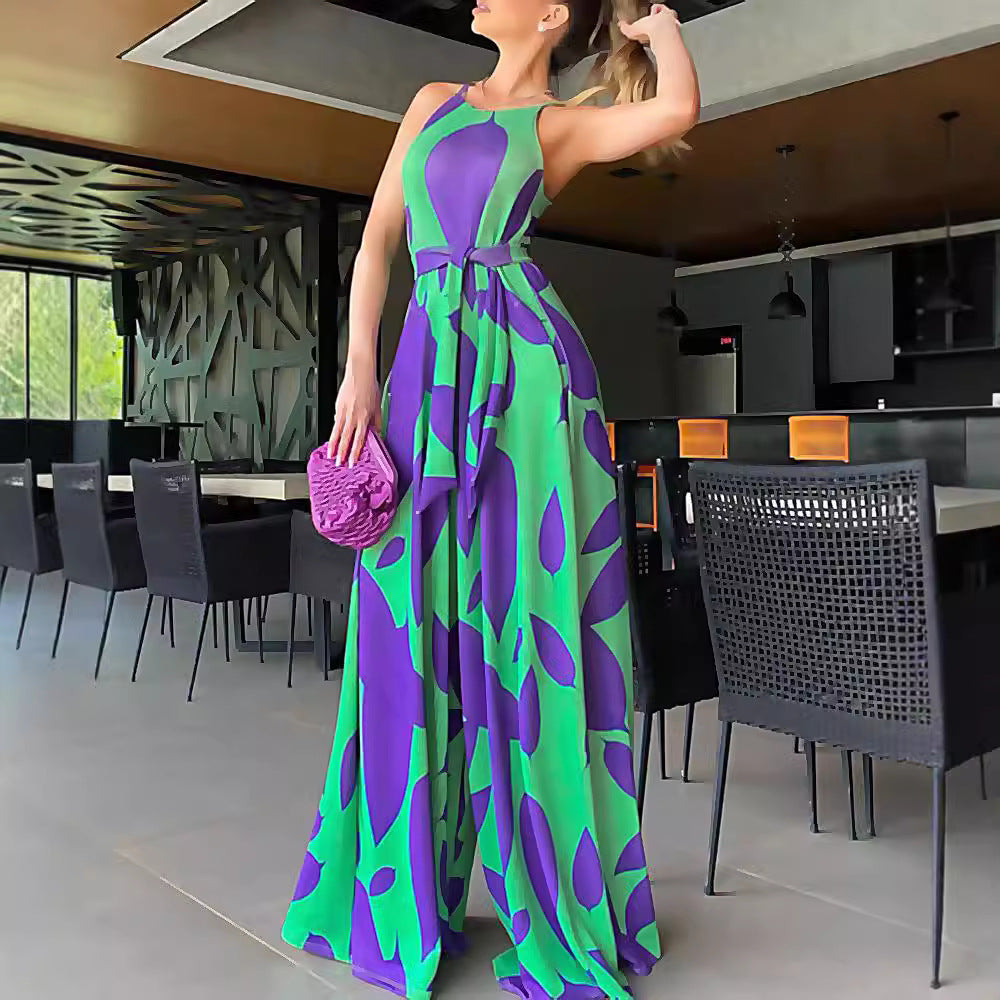 Damen Maxikleid Floralmuster Mit Taillengürtel Norvielle - Norvielle