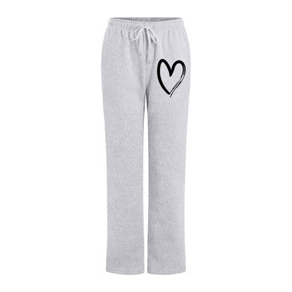 Damen Freizeithose Elastischer Bund Herzmotiv Norvielle