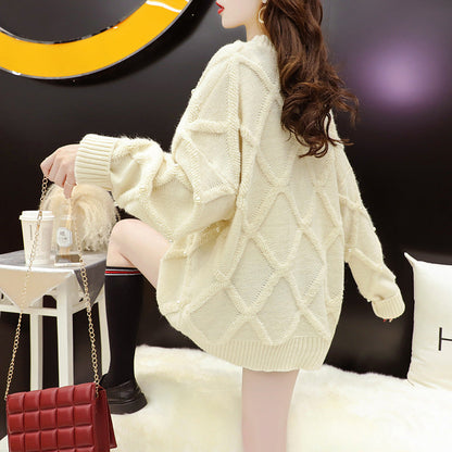 Damen Oversized Pullover Strukturmuster Perlenverzierungen Norvielle