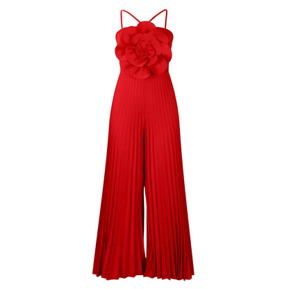 Damen Jumpsuit Plissee-Design Blumenmuster