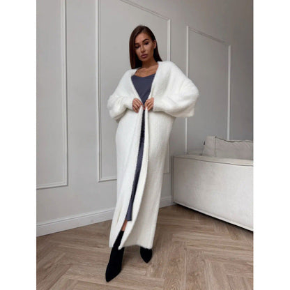 Damen Langstrickmantel Flauschig Elegant Norvielle