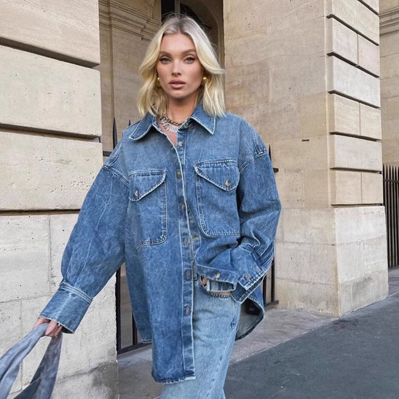 Damen Overshirt-Jacke Denim Blau - Norvielle