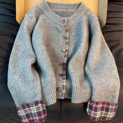 Damen Strickjacke Karomuster Weich Norvielle - Norvielle