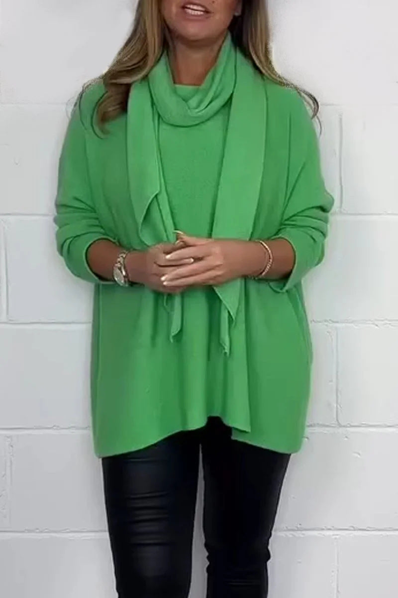 Damen Pullover Relaxed Fit mit Schal Norvielle
